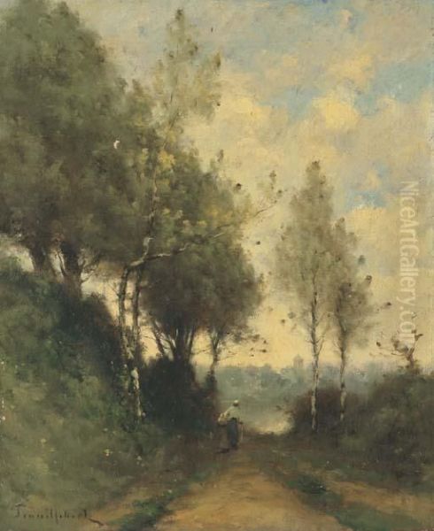 Paysanne Sur Un Chemin Oil Painting by Paul Trouillebert