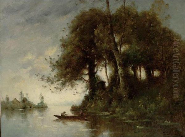 Paysage Au Bord De L'eau Oil Painting by Paul Trouillebert