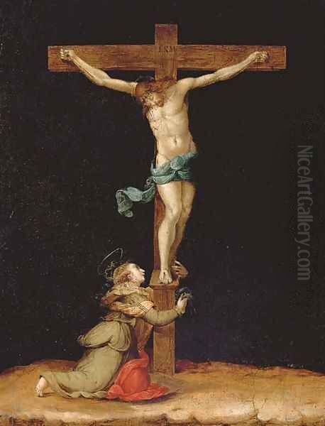 The Crucifixion with Saint Mary Magdalen Oil Painting by Tuscan School