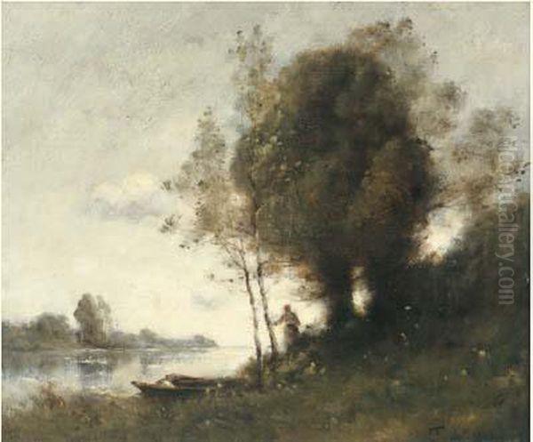 Bord De Riviere Oil Painting by Paul Trouillebert