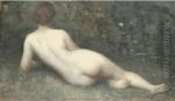 A Reclining Nude Oil Painting by Paul Trouillebert