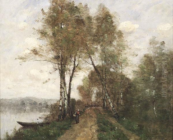 Au Bord De La Riviere Oil Painting by Paul Trouillebert