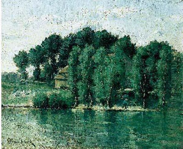 Maison Au Bord De L'etang Oil Painting by Paul Trouillebert