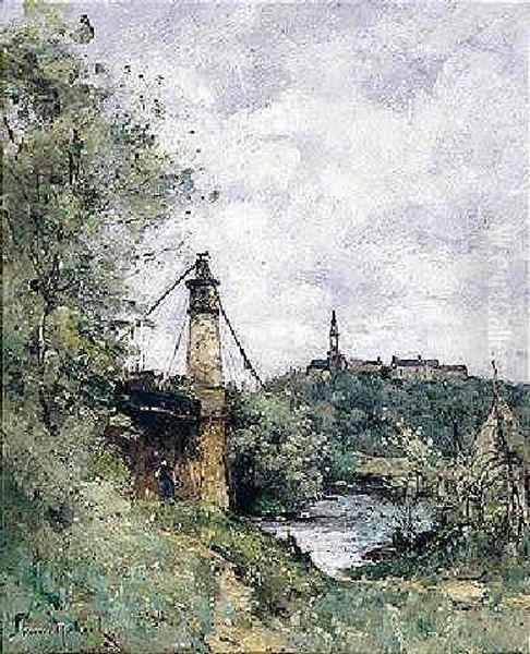 Vieux Pont Pres Du Village Oil Painting by Paul Trouillebert