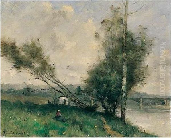 Pres De La Riviere Oil Painting by Paul Trouillebert