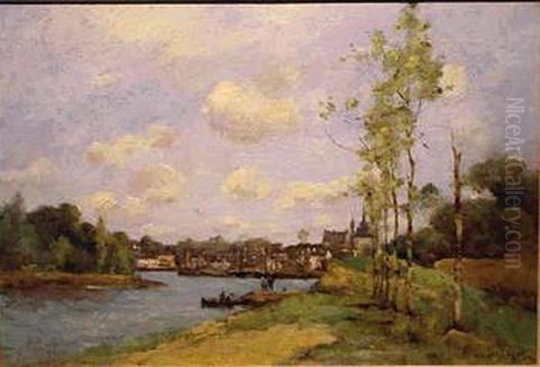 River Landscape Oil Painting by Paul Trouillebert