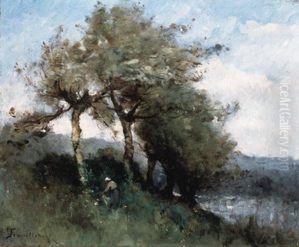 Paysage Avec Femme Oil Painting by Paul Trouillebert