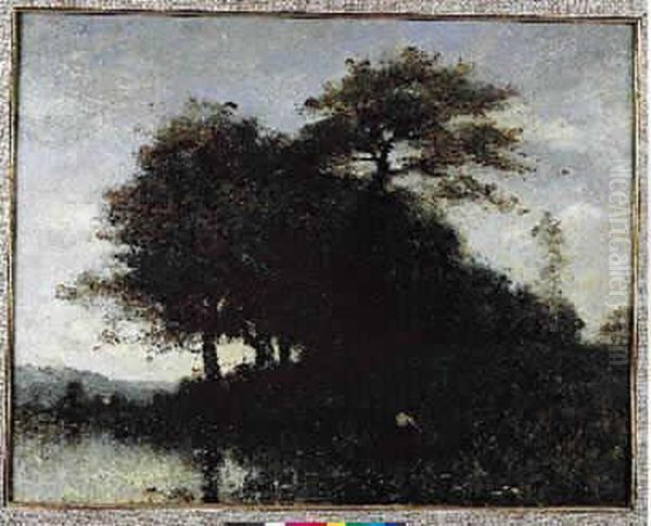 Barque Au Bord De L'etang Oil Painting by Paul Trouillebert