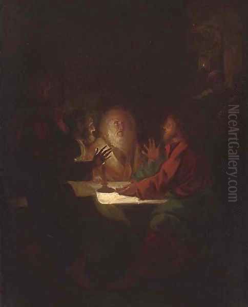 Supper at Emmaus Oil Painting by Petrus van Schendel