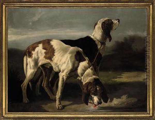 Hunting Dogs Oil Painting by Constant Troyon