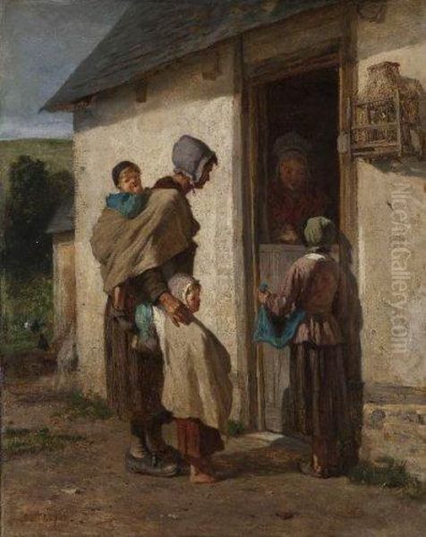 A La Porte De La Ferme Oil Painting by Constant Troyon