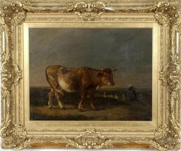 Landscape With Cow And Geese Oil Painting by Constant Troyon