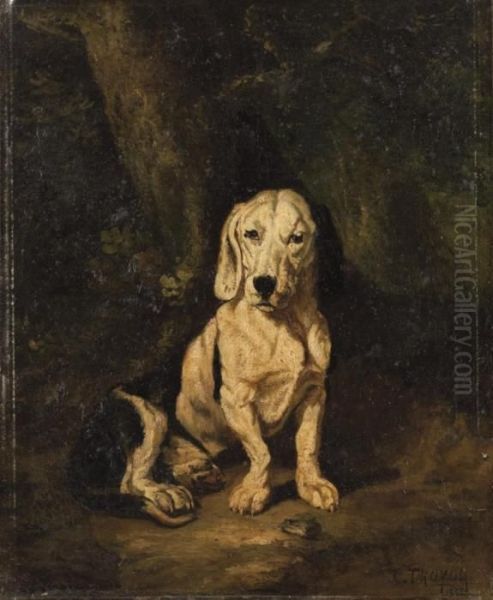 Un Basset Artesien Oil Painting by Constant Troyon