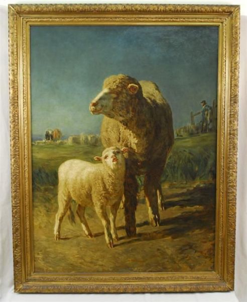 Brebis Et Son Agneau Oil Painting by Constant Troyon