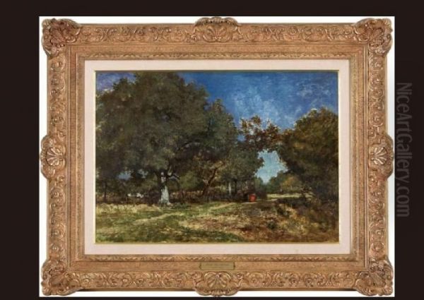 The Landscape With A Path Leading To The Pond Oil Painting by Constant Troyon