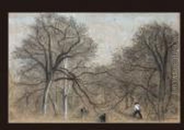 Promenade Dans La Foret Oil Painting by Constant Troyon