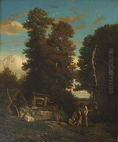 La Sosta Al Pozzo Oil Painting by Constant Troyon