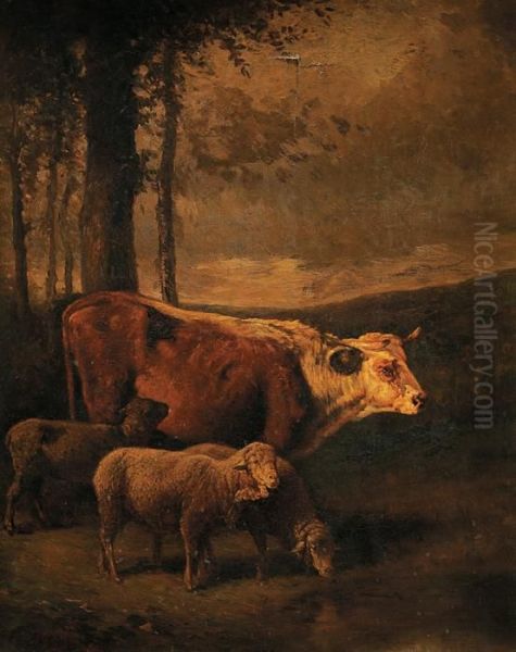 Vache Et Moutons Oil Painting by Constant Troyon