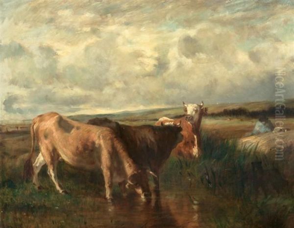 Landscape With Cows. Oil Painting by Constant Troyon