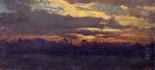 Crepuscule Oil Painting by Constant Troyon