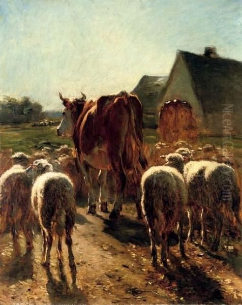 Return Of The Flock (retour De Troupeau) Oil Painting by Constant Troyon