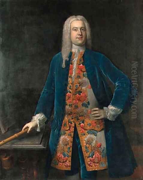 Portrait of a Gentleman, traditionally identified as George Frederick Handel Oil Painting by Stephen Slaughter