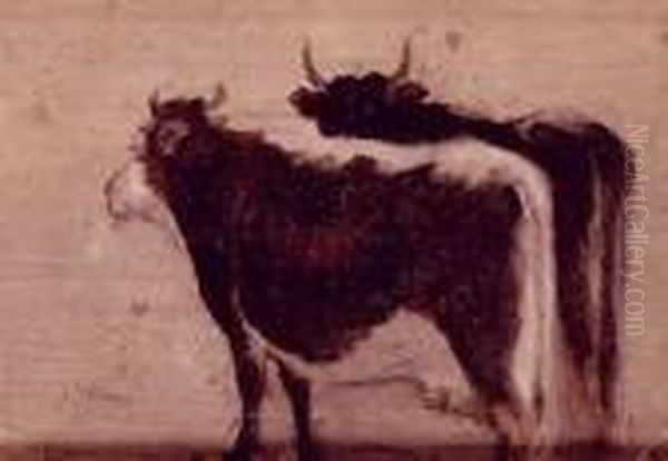 Vache Et Taureau Oil Painting by Constant Troyon