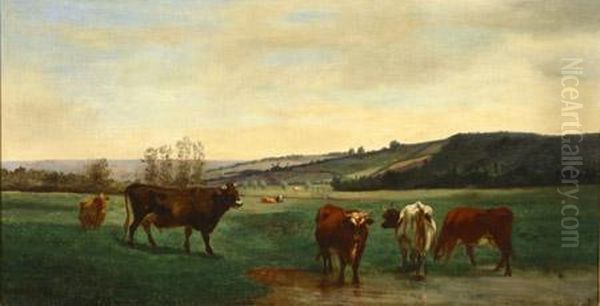 Les Vaches Oil Painting by Constant Troyon