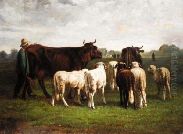 Landscape With Cattle Oil Painting by Constant Troyon