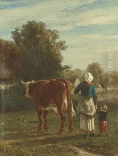 Retour De La Vache Oil Painting by Constant Troyon