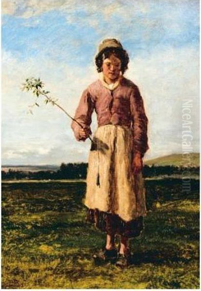 The Country Girl Oil Painting by Constant Troyon