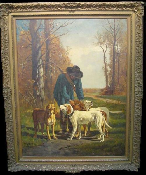 Hunter With Hounds Oil Painting by Constant Troyon