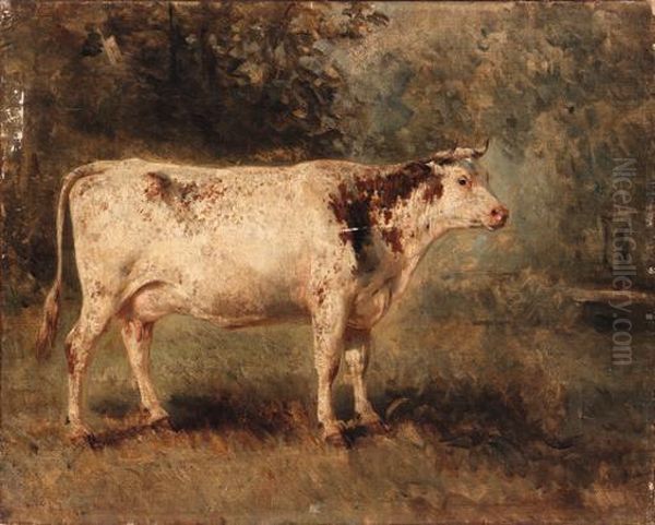 A Cow In Landscape Oil Painting by Constant Troyon