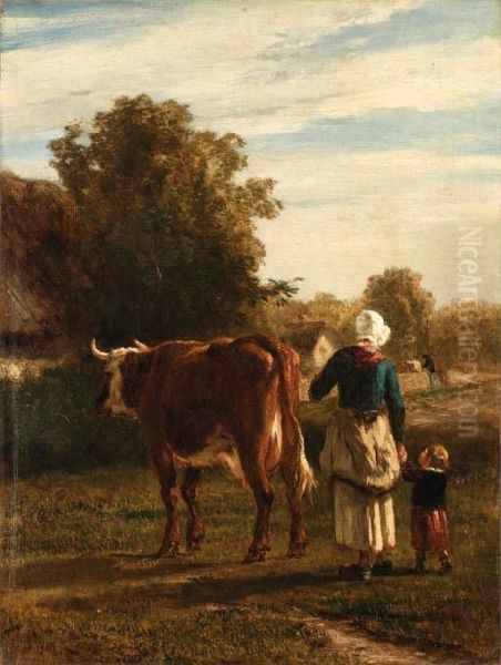 The Walk To Pasture Oil Painting by Constant Troyon