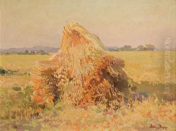 After Harvest Oil Painting by Iwan Trusz