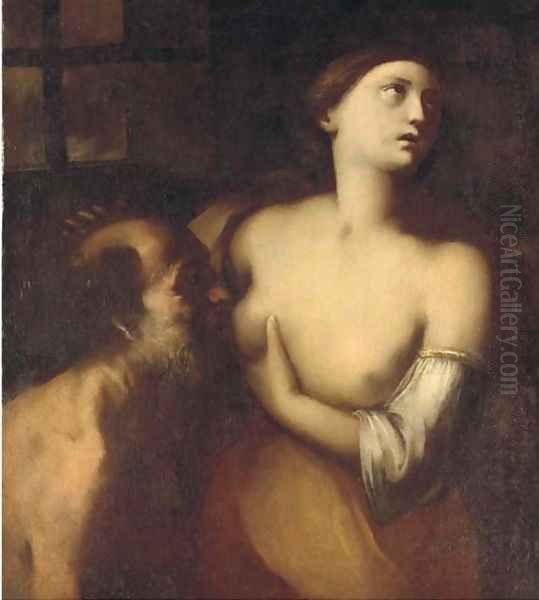 Roman Charity Oil Painting by Central Italian School