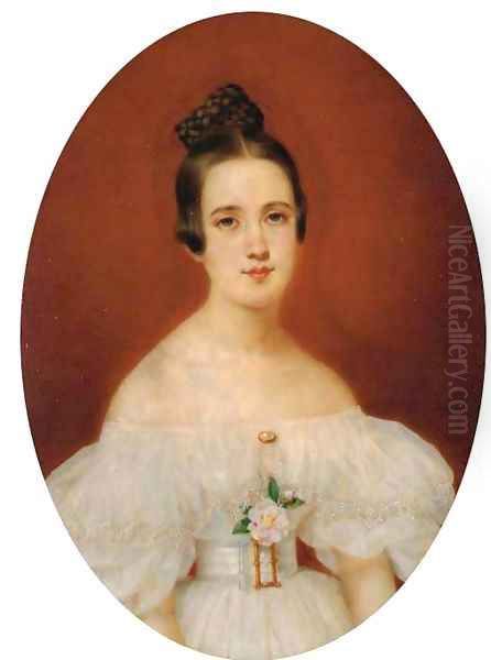 Portrait de Marie-Celestine De Gas Oil Painting by Ecole Francaise, Xixeme Siecle