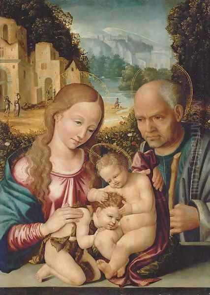 The Holy Family with the Infant Saint John the Baptist Oil Painting by Italo-Spanish School