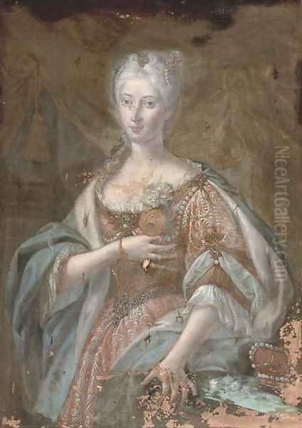 Portrait a lady, traditionally identified as Queen Marie-Antoinette Oil Painting by Tirolean School