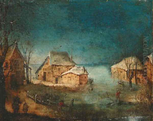 A coastal winter landscape Oil Painting by Adriaen Van Stalbemt