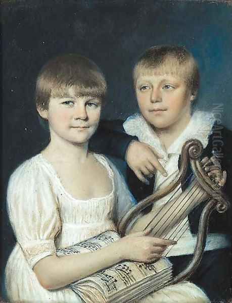 Portrait of Anthony and Eliza Strutt Oil Painting by James Sharples