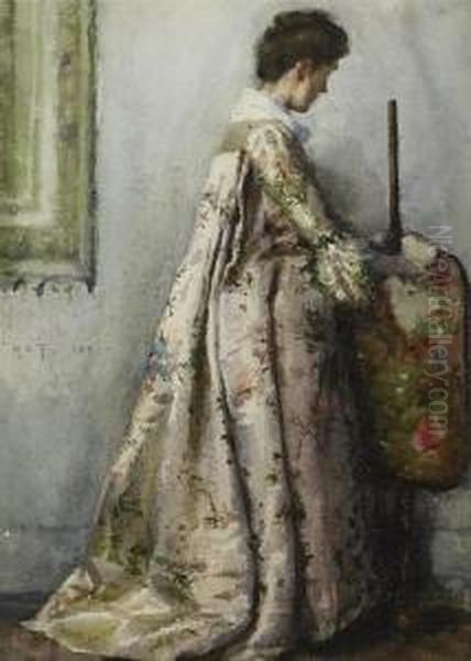 The Silk Gown, Portrait Of Maria Tuke Sainsbury Oil Painting by Henry Scott Tuke