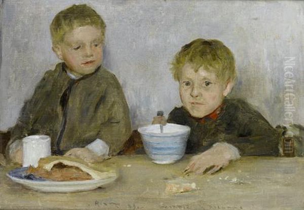 Georgie & Richard Oil Painting by Henry Scott Tuke