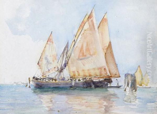 Venetian Sails Oil Painting by Henry Scott Tuke