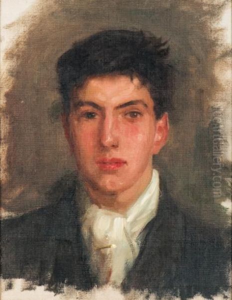 Portrait De Johnny Jackett Oil Painting by Henry Scott Tuke