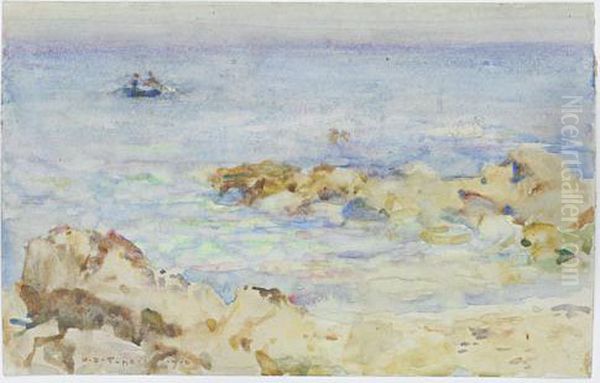 Rowing Off The Coast Oil Painting by Henry Scott Tuke