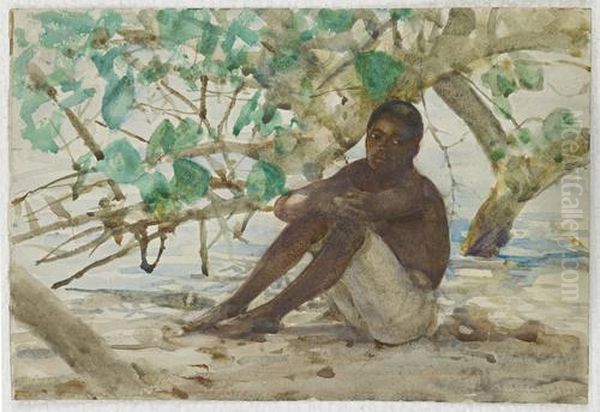 A West Indian Boy Oil Painting by Henry Scott Tuke