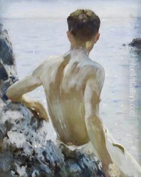 Beach Study Oil Painting by Henry Scott Tuke