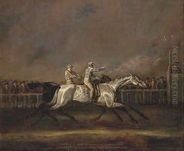 Match for 500 Guineas between Mr Heathcote's Symmetry and Sir C. Bunbury's Sorcerer, 1800 Oil Painting by John Sinclair