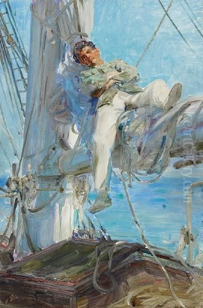 Sleeping Sailor Oil Painting by Henry Scott Tuke